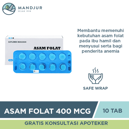 Asam Folat 400 Mcg 10 Tablet - Apotek Mandjur