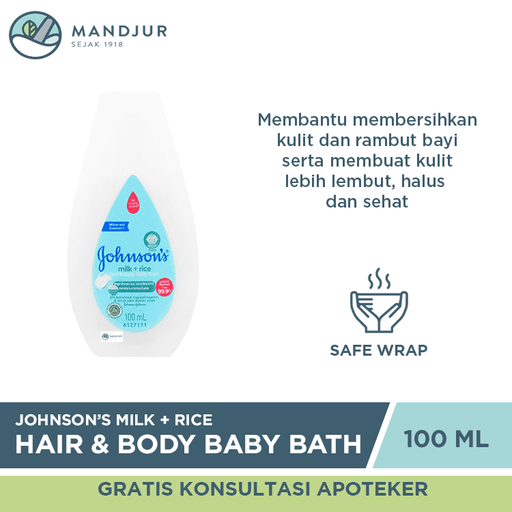 Johnson's Milk+Rice Hair & Body Baby Bath 100 mL - Apotek Mandjur