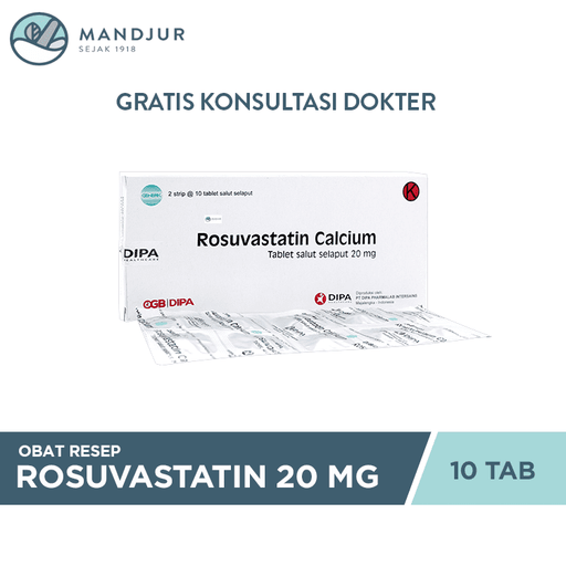 Rosuvastatin Dipa 20 mg 10 Tablet - Apotek Mandjur
