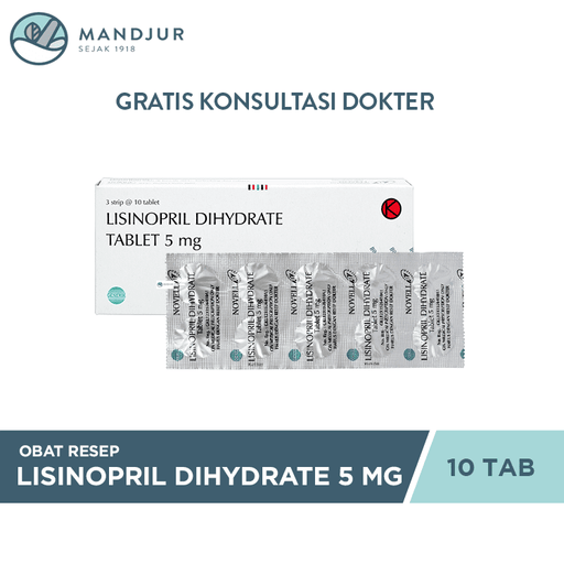 Lisinopril Dihydrate Novell 5 Mg Strip 10 Tablet - Apotek Mandjur