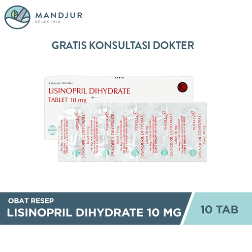 Lisinopril Dihydrate Novell 10 Mg Strip 10 Tablet - Apotek Mandjur