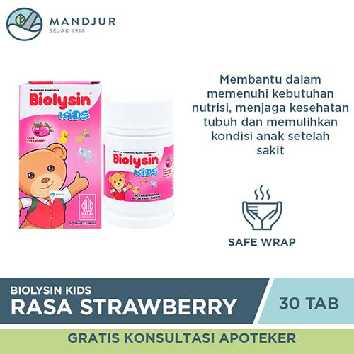 Biolysin Kids Rasa Strawberry 30 Tablet Kunyah