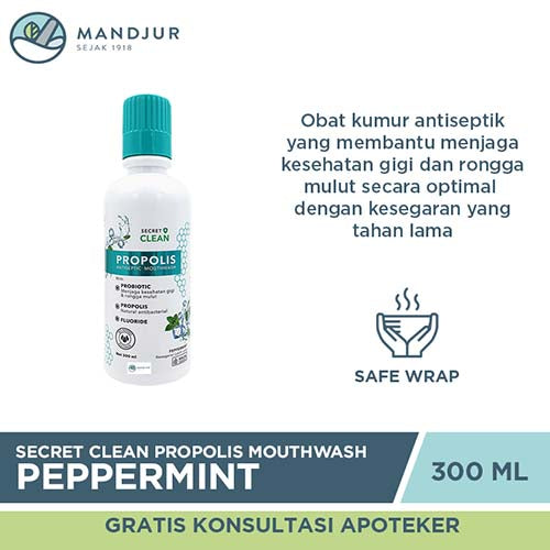 Secret Clean Propolis Antiseptic Mouthwash Peppermint 300 mL