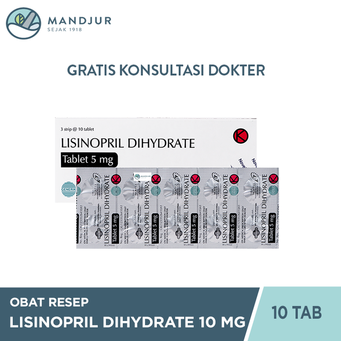 Lisinopril Dihydrate Novell 5 Mg Strip 10 Tablet