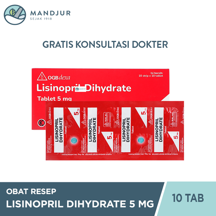 Lisinopril Dihydrate OGB Dexa 5 Mg Strip 10 Tablet