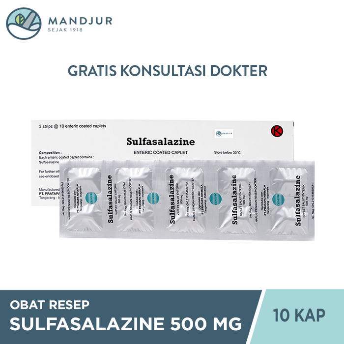 Sulfasalazine 500 mg Strip 10 Kaplet