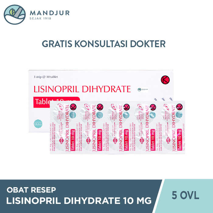 Lisinopril Dihydrate Novell 10 Mg Strip 10 Tablet