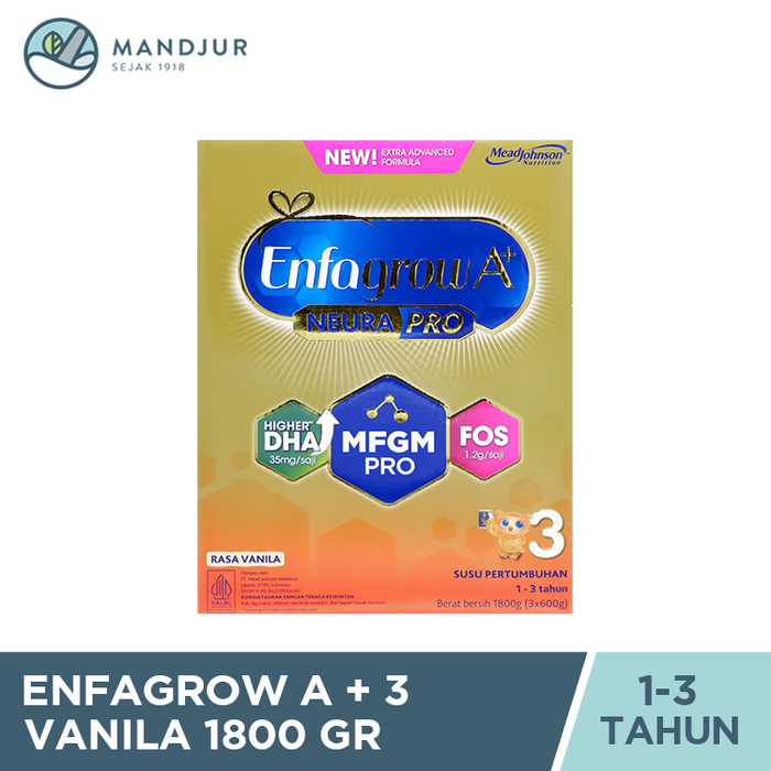 Enfagrow A+ Tahap 3 Susu Pertumbuhan 1-3 tahun Vanila 1800 gr