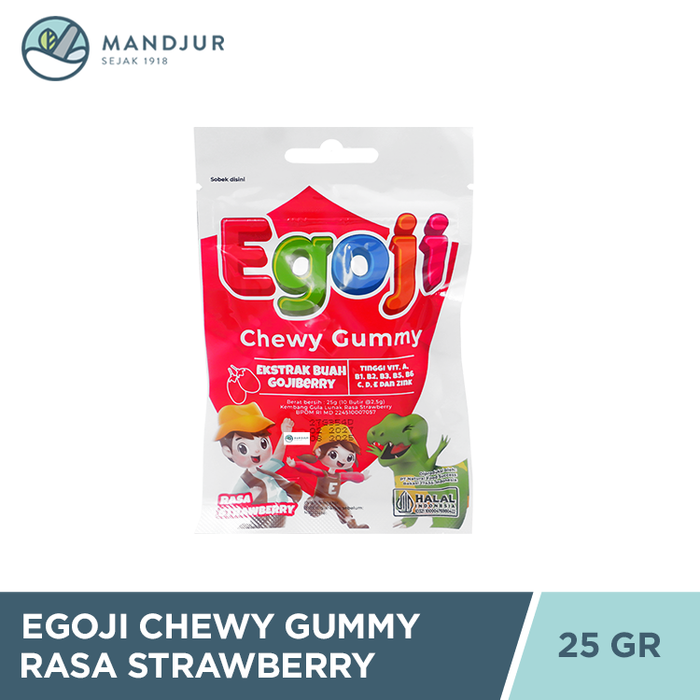 Egoji Chewy Gummy Strawberry Isi 10 Butir