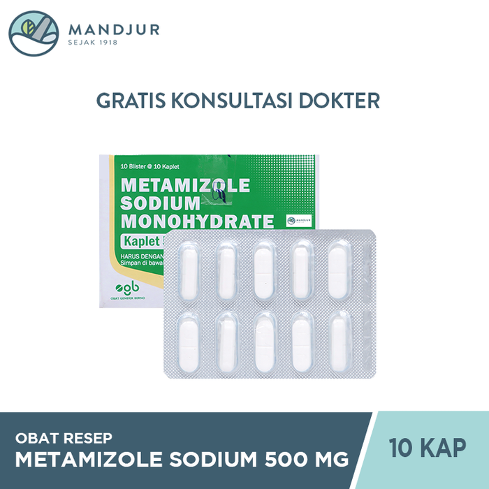 Metamizole Sodium Monohydrate 500 Mg Strip 10 Kaplet