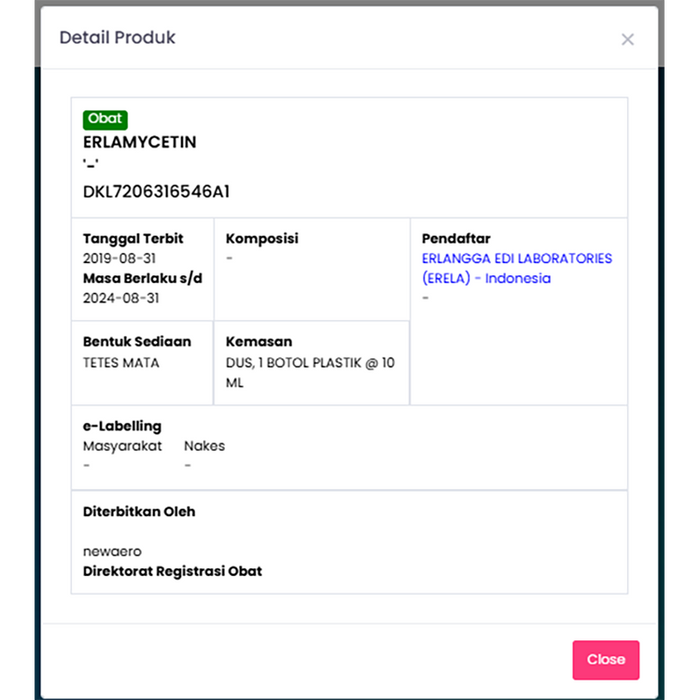 Erlamycetin 0.5% Eye Drops 10 ml
