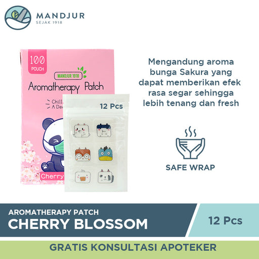Mandjur 1918 Aromatherapy Patch Cherry Blossom Sachet (12 Patch) - Apotek Mandjur