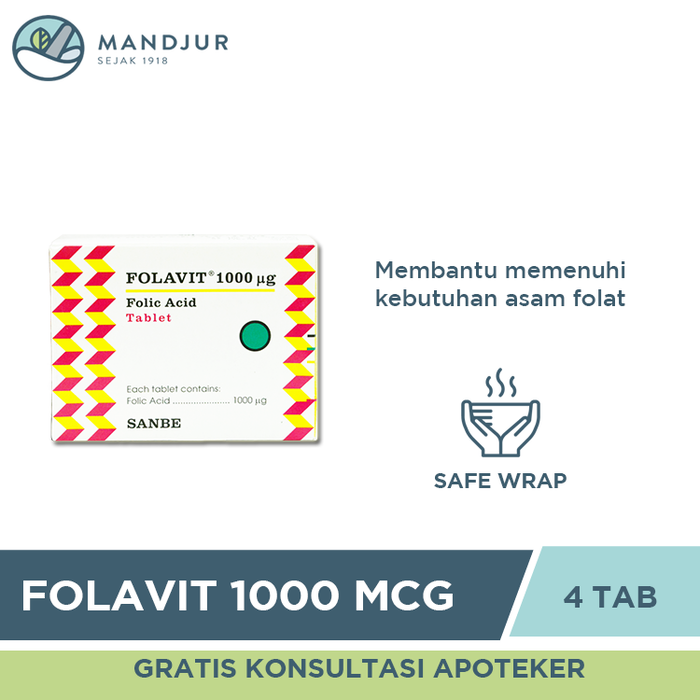 Folavit 1000 Mcg Strip 4 Tablet