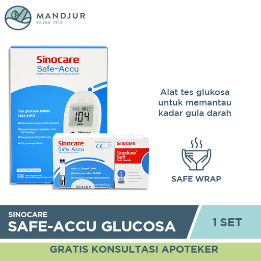 Sinocare Safe-Accu Alat Cek Gula Darah - Apotek Mandjur