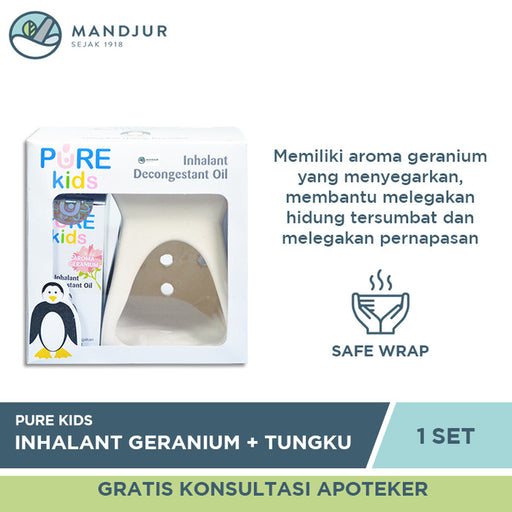 Paket Pure Kids Inhalant Decongestant Oil Geranium 10 ML Tungku Aromatheraphy - Apotek Mandjur