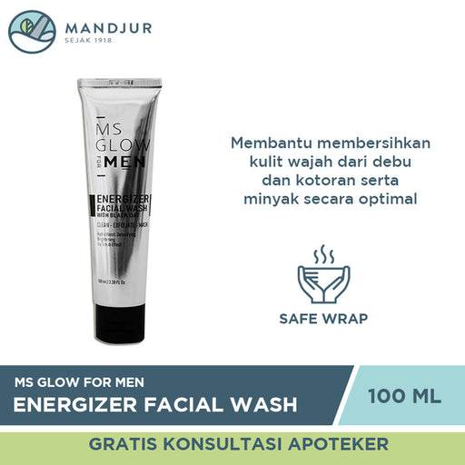 Ms Glow Men Energizer Facial Wash 100 ML - Apotek Mandjur