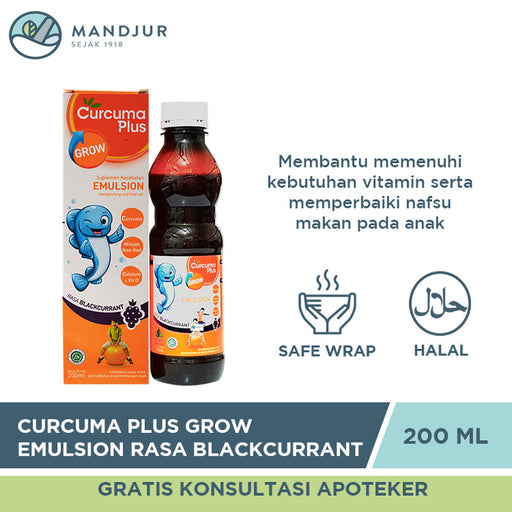 Curcuma Plus Grow Emulsion Rasa Blackcurrant 200 ML - Apotek Mandjur