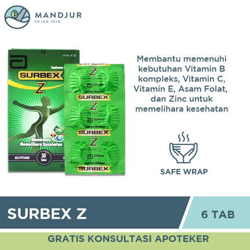 Surbex Z Strip 6 Tablet - Apotek Mandjur