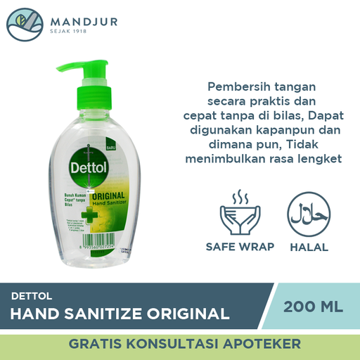 Dettol Hand Sanitizer Original - 200 ML - Apotek Mandjur