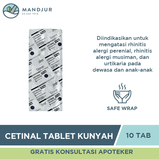 Cetinal 10 mg 10 Tablet Kunyah - Apotek Mandjur