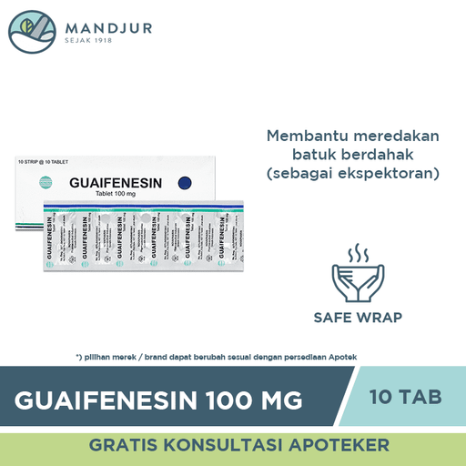 Guaifenesin / Glyceryl Guaiacolate (GG) 100 Mg 10 Tablet - Apotek Mandjur