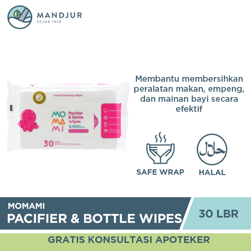 Momami Pacifier & Bottle Wipes 30 Lembar - Apotek Mandjur