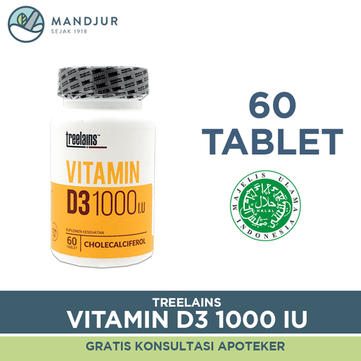 Treelains Vitamin D3 1000 IU 60 Tablet - Apotek Mandjur