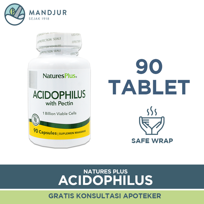 Natures Plus Acidophilus With Pectin 90 Kapsul