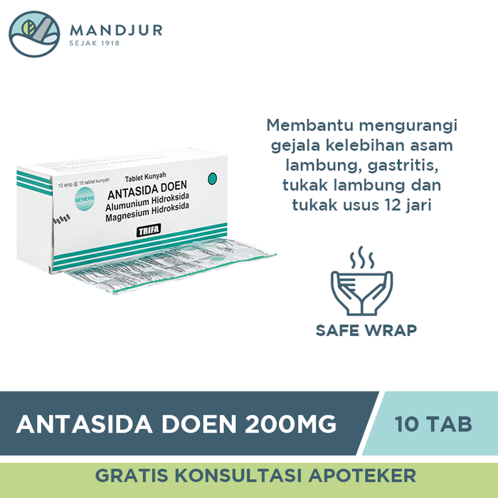 Antasida Doen 200 Mg 10 Tablet - Apotek Mandjur