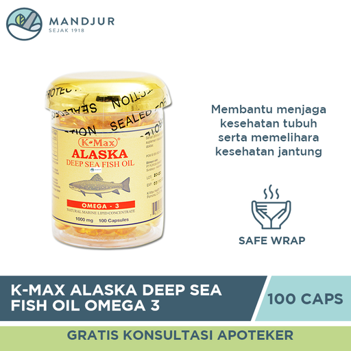 K-Max Alaska Deep Sea Fish Liver Oil Omega 3 (Isi 100) - Apotek Mandjur