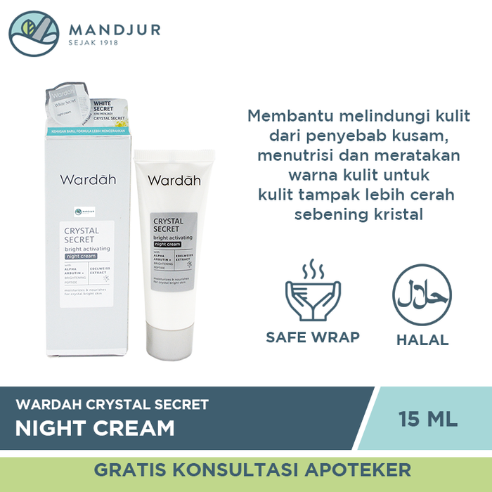Wardah Crystal Secret Bright Activating Night Cream 15 ML - Apotek Mandjur