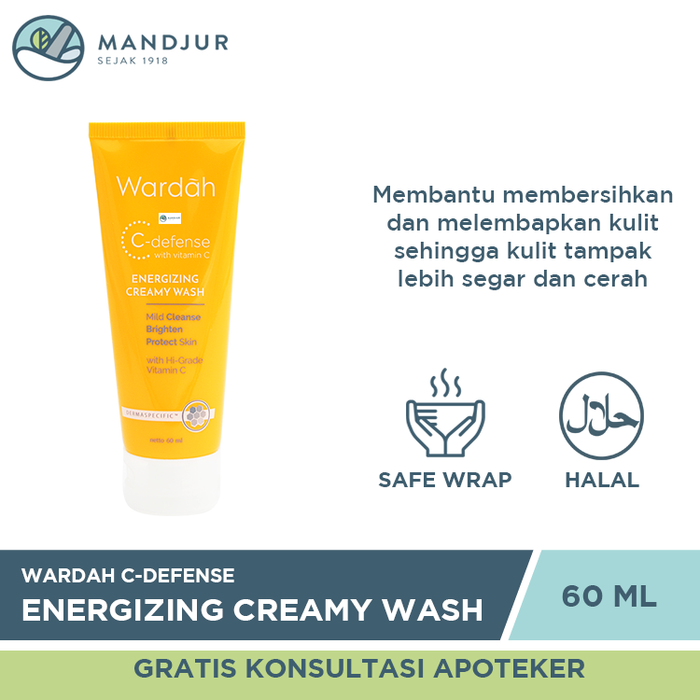 Wardah C-Defense Energizing Creamy Wash 60 ML - Apotek Mandjur