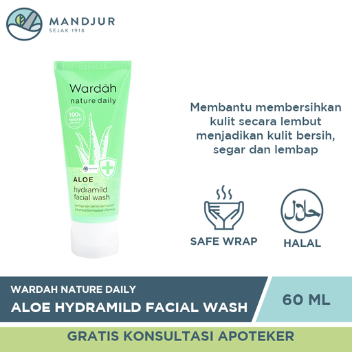 Wardah Nature Daily Aloe Hydramild Facial Wash 60 ML - Apotek Mandjur