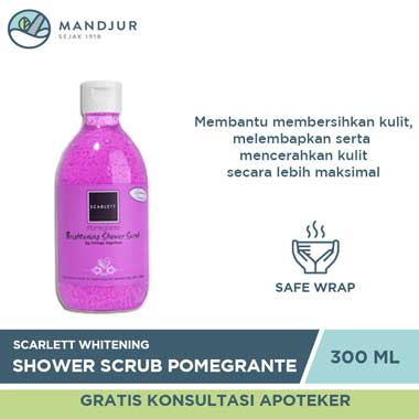 Scarlett Whitening Shower Scrub Pomegrante 300 ML - Apotek Mandjur