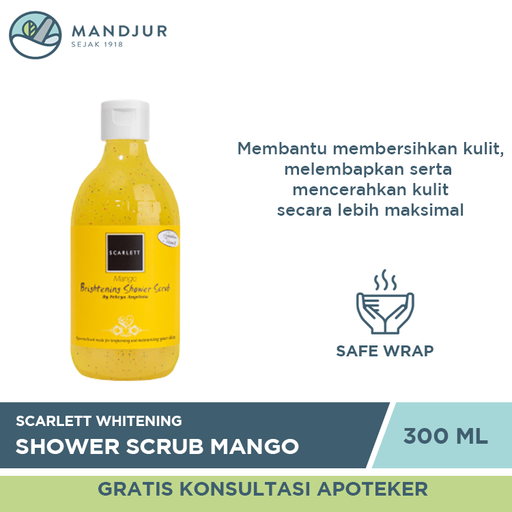 Scarlett Whitening Shower Scrub Mango 300 ML - Apotek Mandjur