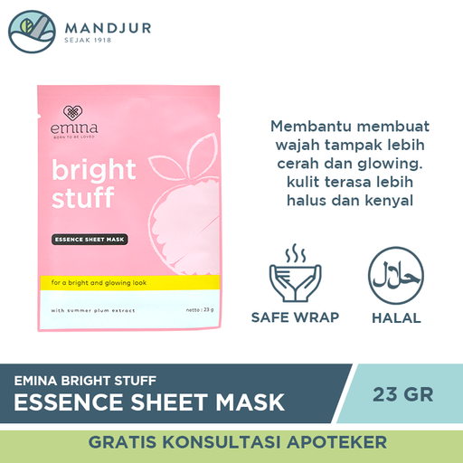 Emina Bright Stuff Essence Sheet Mask 23 Gr - Apotek Mandjur