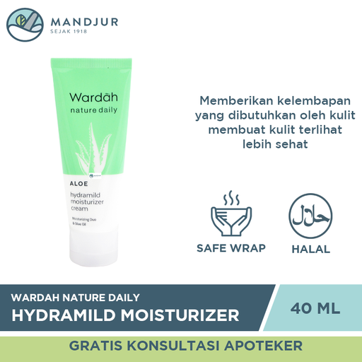 Wardah Nature Daily Aloe Hydramild Moisturizer Cream 40 ML - Apotek Mandjur