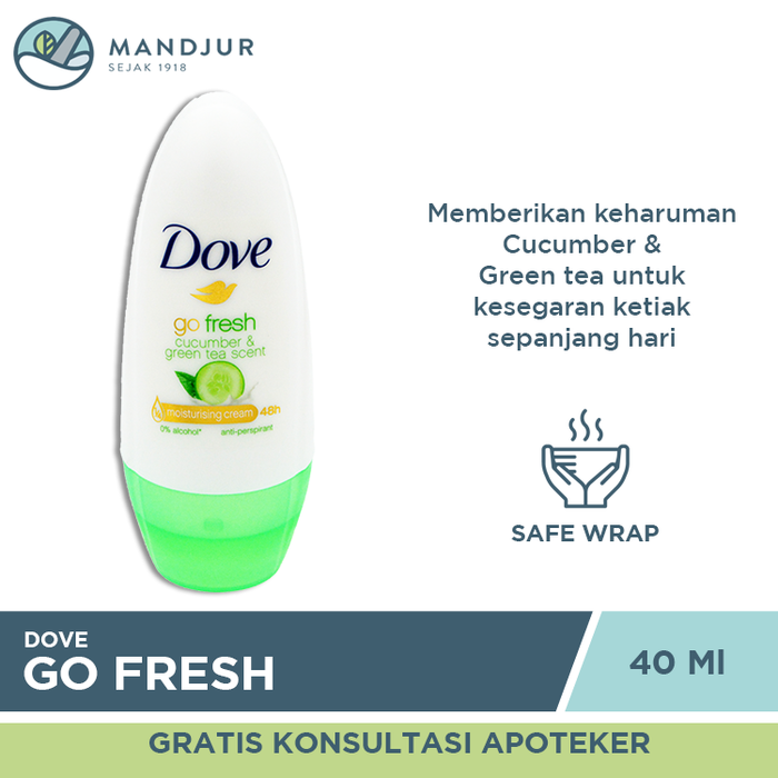 Dove Deodorant Roll On Go Fresh Cucumber And Green Tea 40 ML - Apotek Mandjur