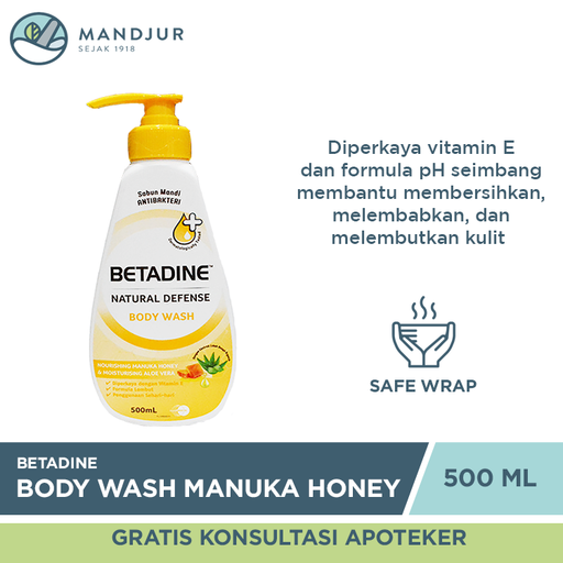 Betadine Natural Defense Body Wash Manuka Honey 500 ML - Apotek Mandjur