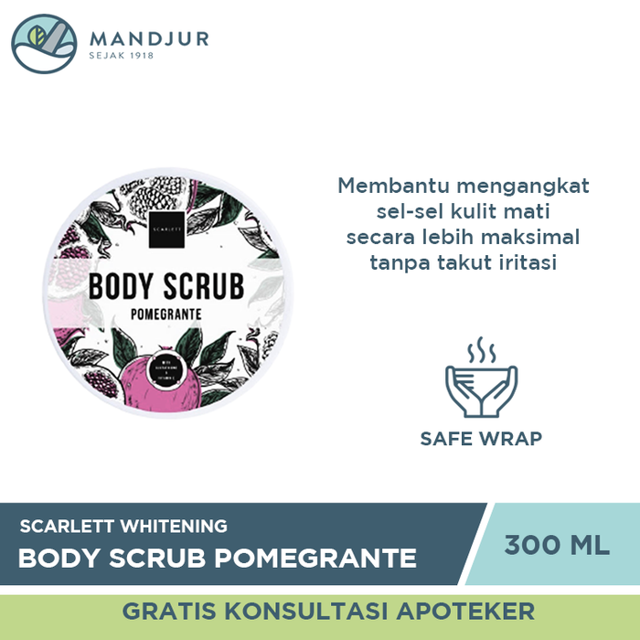 Scarlett Whitening Body Scrub Pomegrante 250 ML - Apotek Mandjur