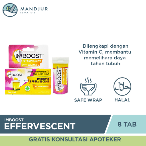 Imboost Effervescent With Vitamin C Rasa Jeruk 8 Tablet - Apotek Mandjur