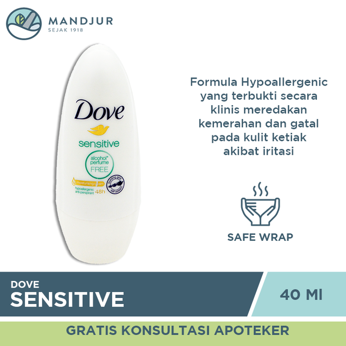 Dove Deodorant Roll On Sensitive 40 ML - Apotek Mandjur