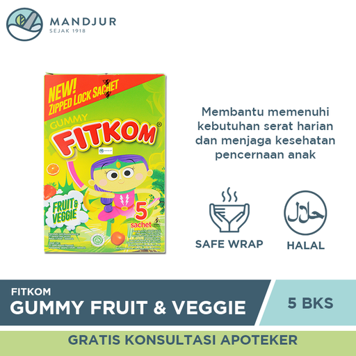 Fitkom Gummy Fruit & Veggie 5 Sachet - Apotek Mandjur