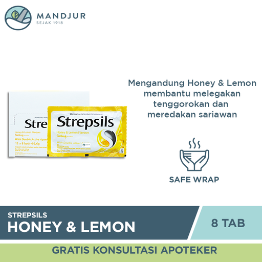 Strepsils Honey & Lemon Flavor Sachet - Apotek Mandjur
