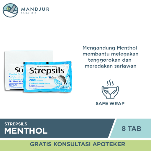 Strepsils (Menthol Flavor) Sachet - Apotek Mandjur