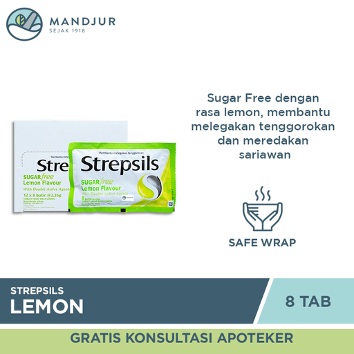 Strepsils Sugar Free Lemon Flavor Sachet - Apotek Mandjur