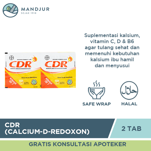 CDR (Calcium-D-Redoxon) 2 Tablet - Apotek Mandjur