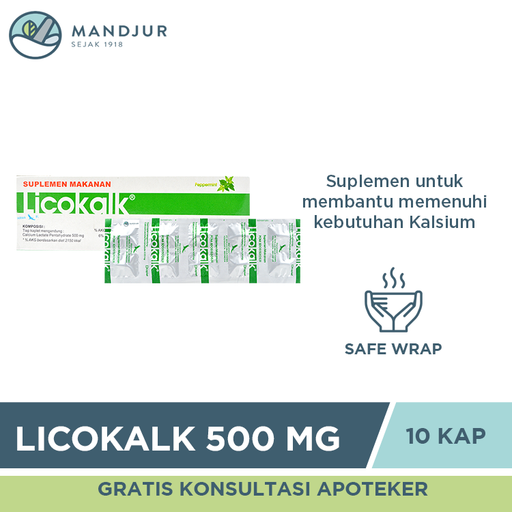 Licokalk 500 mg 10 Kaplet - Apotek Mandjur