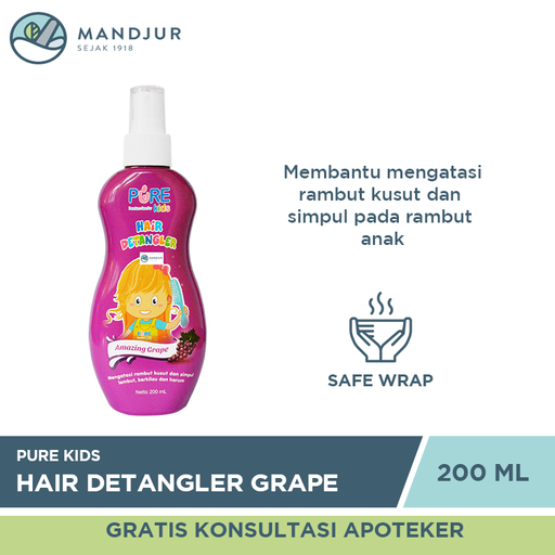 Pure Kids Hair Detangler Amazing Grape 200 ML - Apotek Mandjur