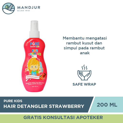 Pure Kids Hair Detangler Amazing Strawberry 200 ML - Apotek Mandjur